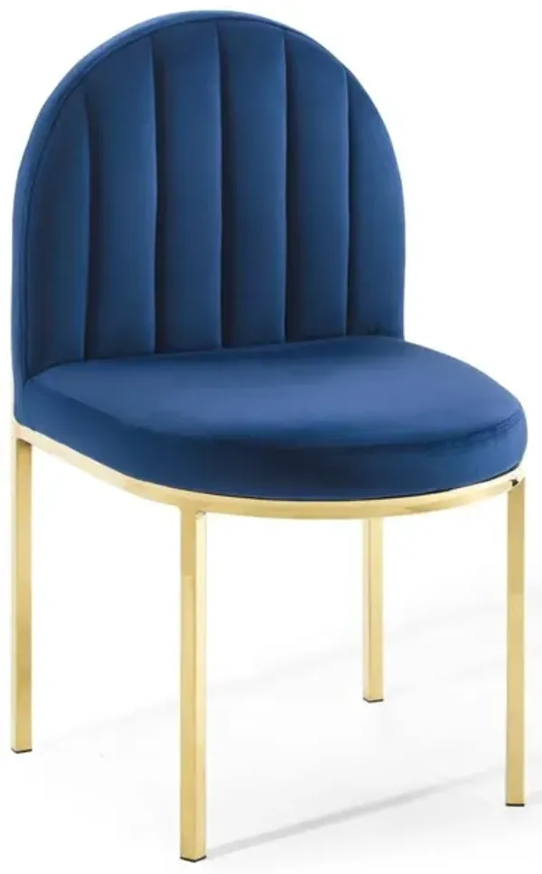 Modway Isla Channel Tufted Performance Velvet Dining Side Chair, Gold Navy