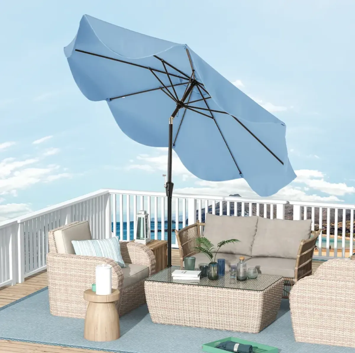 Patio Umbrella with Crank Handle and Push Button Tilt