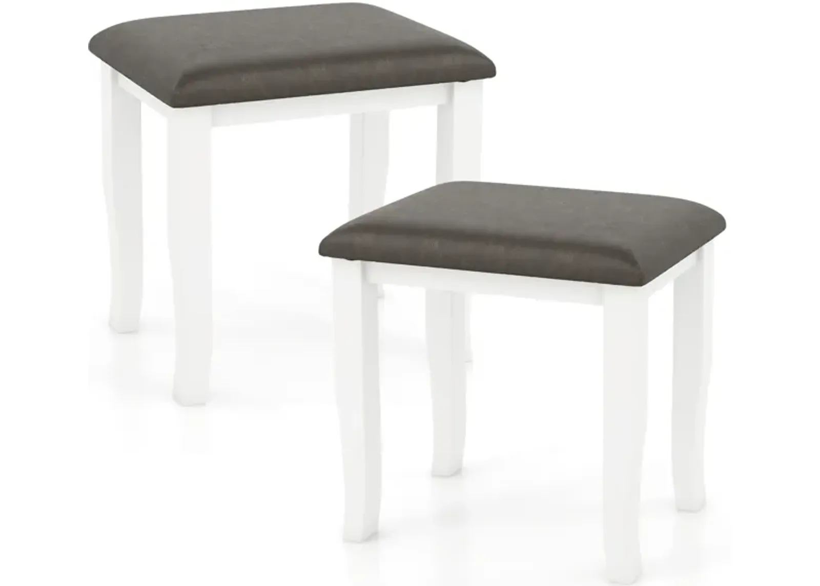 Set of 2 Faux Leather Vanity Stools Stylish Chairs for Makeup Room and Living Room Use