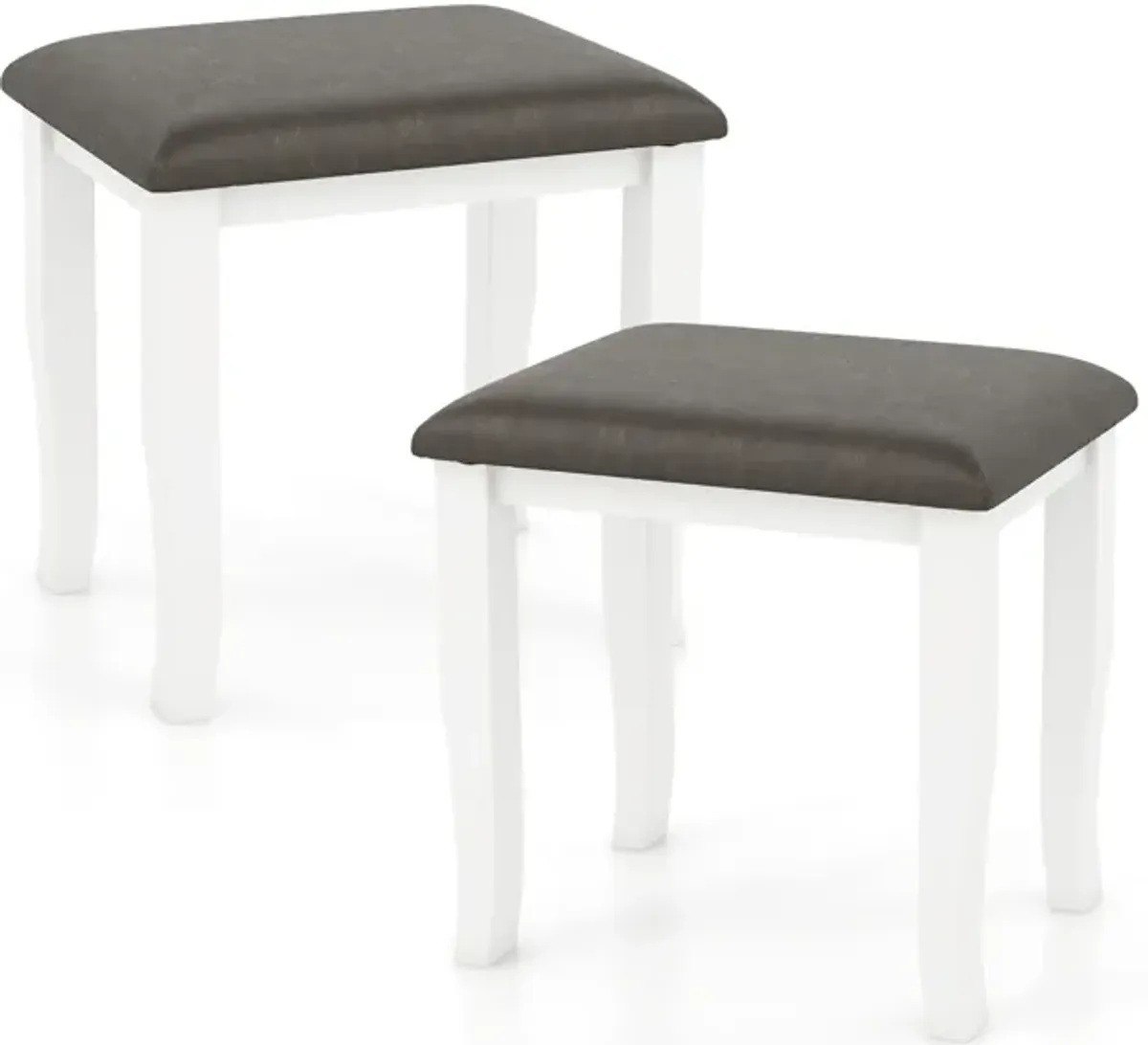 Set of 2 Faux Leather Vanity Stools Stylish Chairs for Makeup Room and Living Room Use