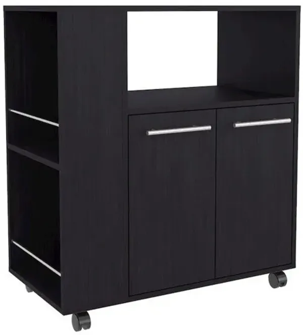 Bremerton Kitchen Cart, 2 Doors, 3 Shelves, 4 Wheels, Black Wengue