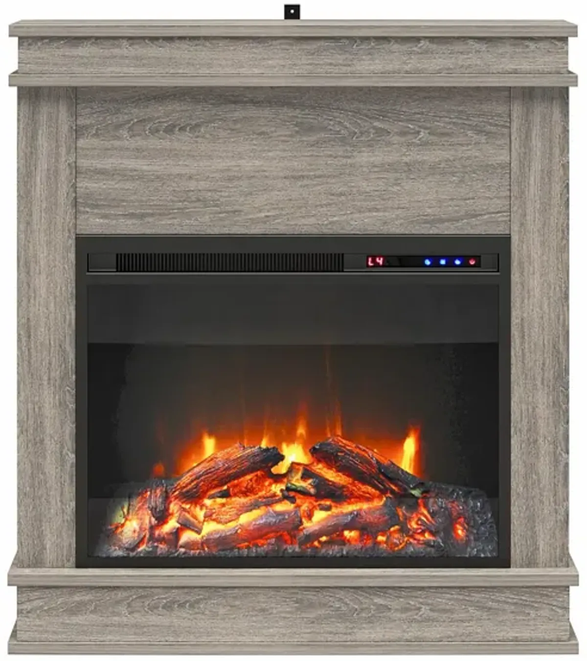 Ameriwood Home Mateo Electric Fireplace Space Heater with Mantel and Touchscreen Display