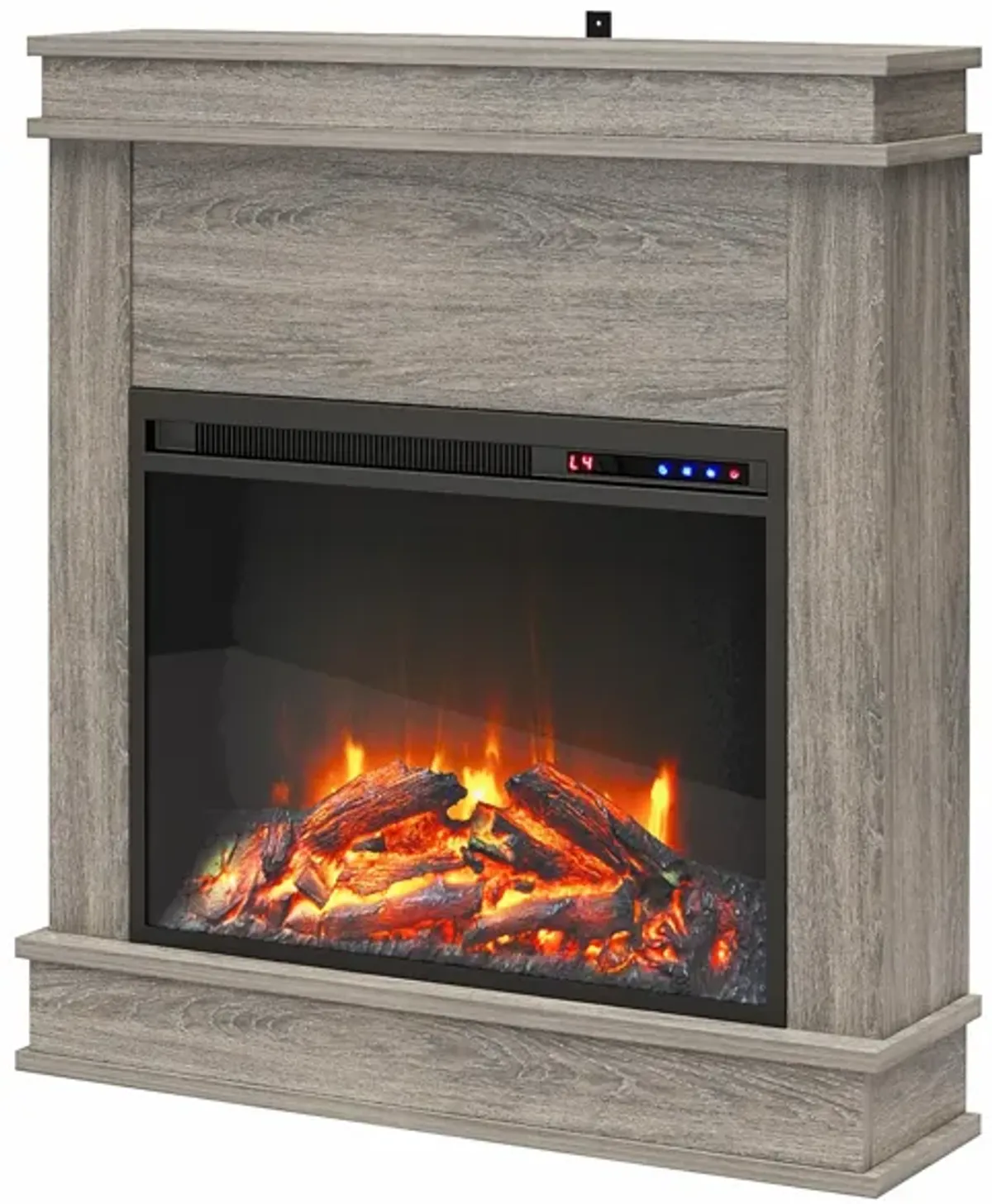 Ameriwood Home Mateo Electric Fireplace Space Heater with Mantel and Touchscreen Display