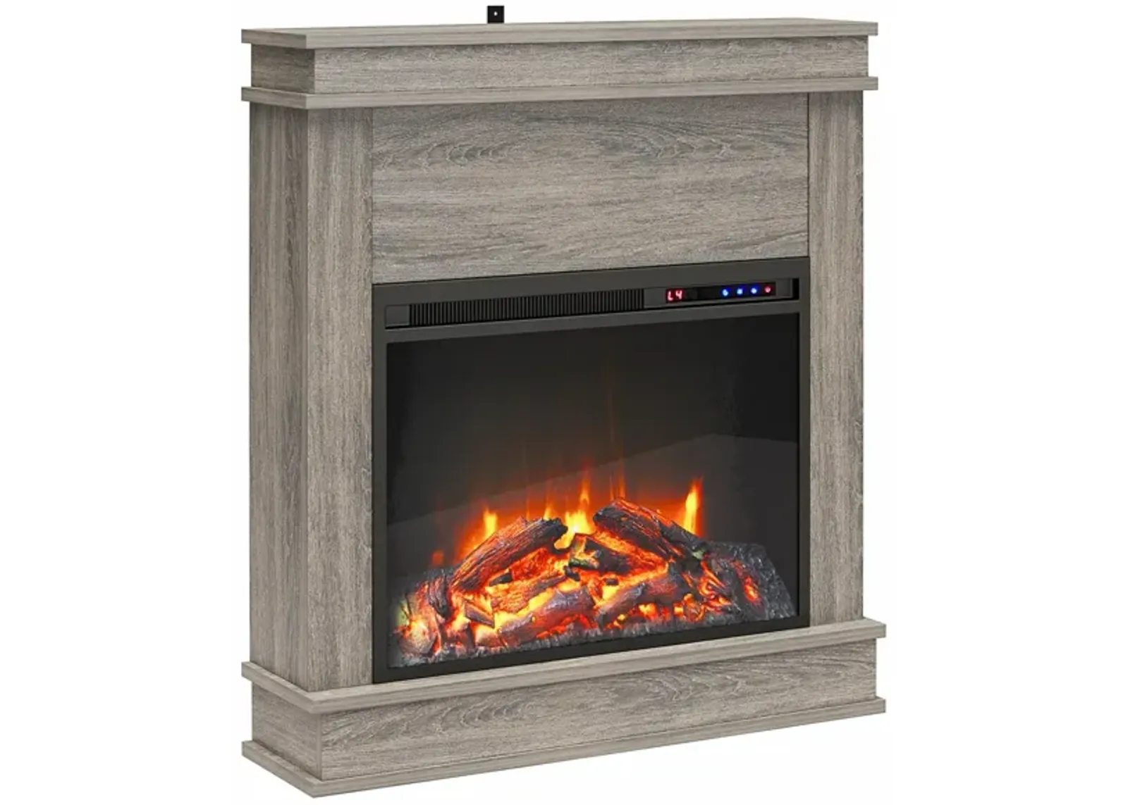 Ameriwood Home Mateo Electric Fireplace Space Heater with Mantel and Touchscreen Display