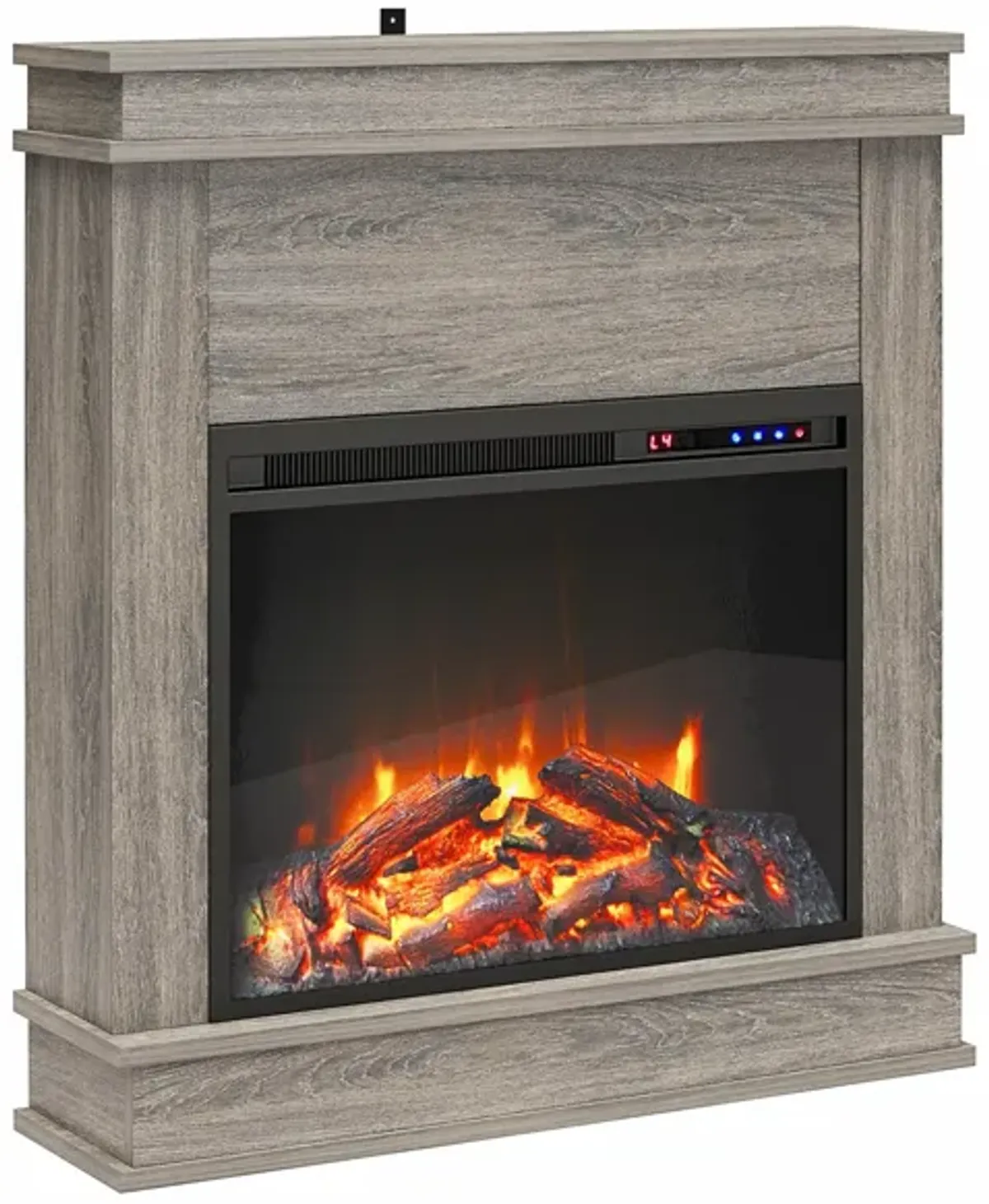 Ameriwood Home Mateo Electric Fireplace Space Heater with Mantel and Touchscreen Display