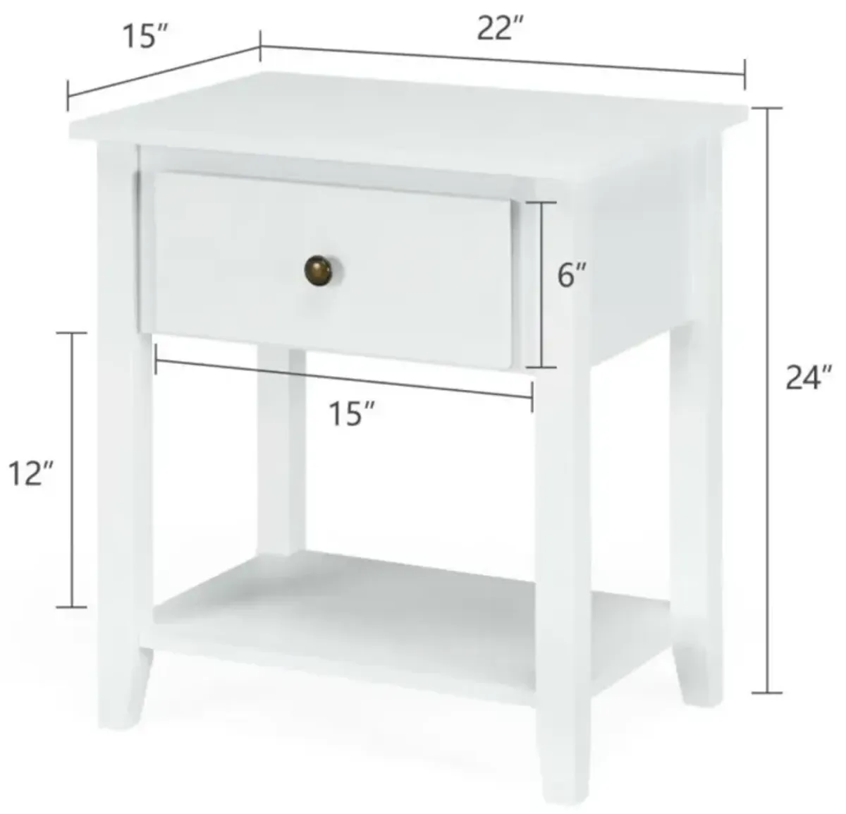 Nightstand with Drawer and Storage Shelf for Bedroom Living Room