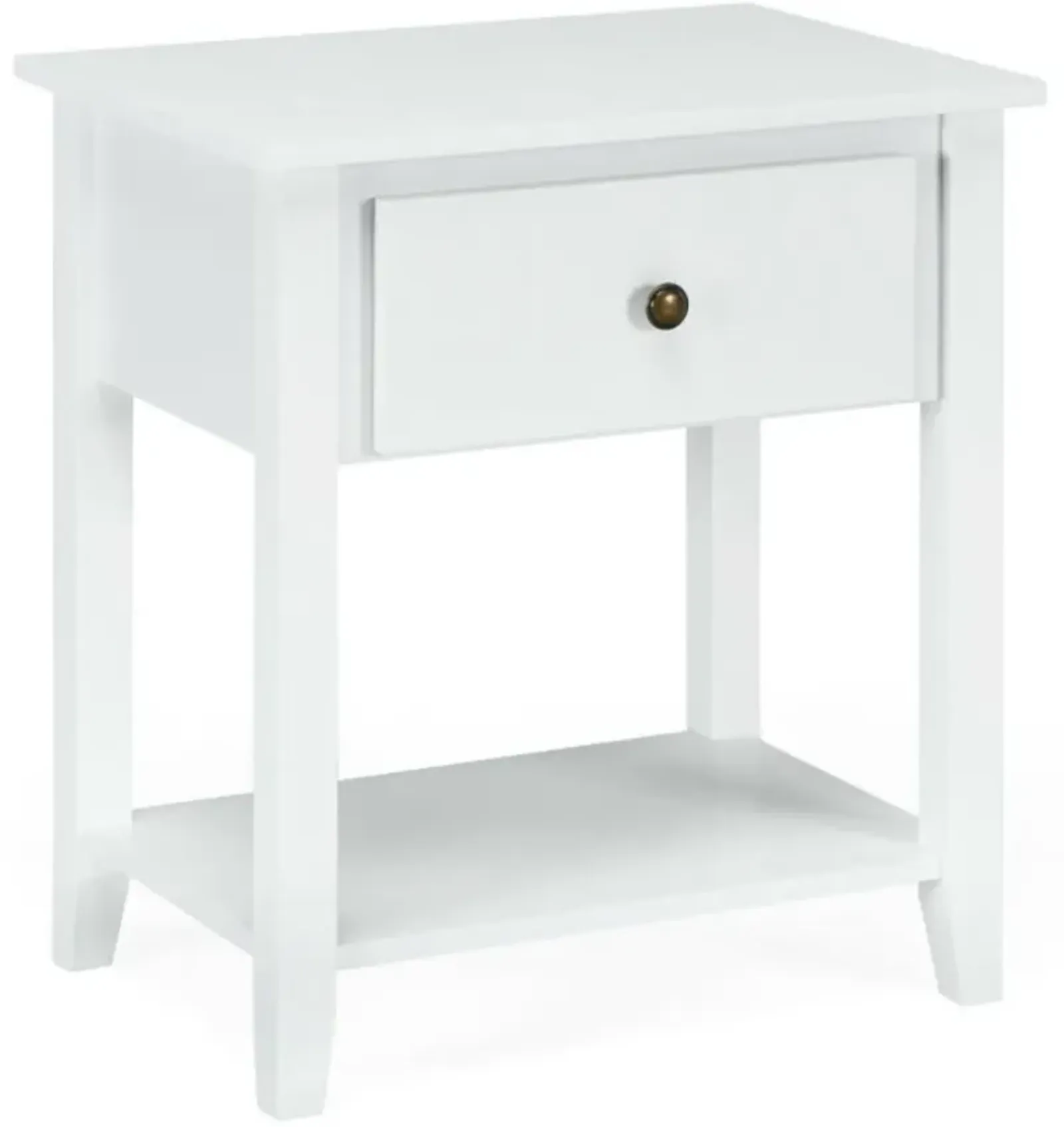 Nightstand with Drawer and Storage Shelf for Bedroom Living Room