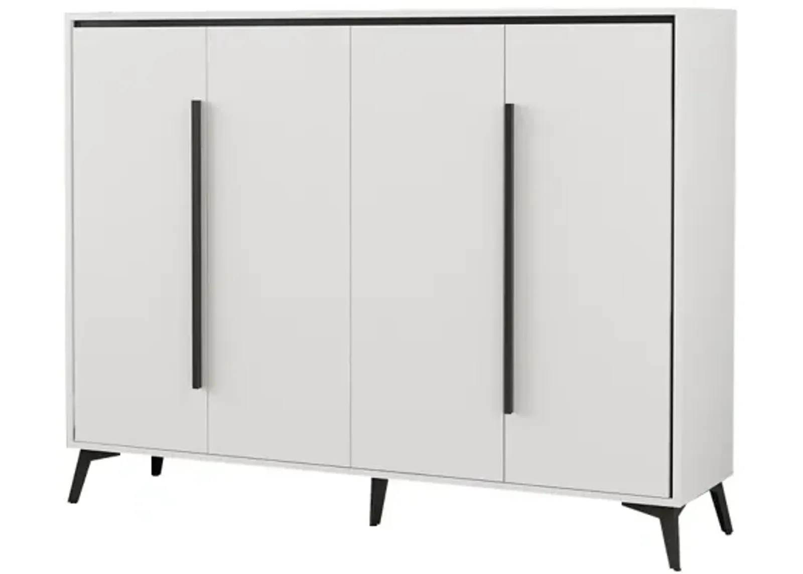 FUFU&GAGA White Shoe Cabinet with Adjustable Shelves, 4 Tiers, 24 Pair Shoe Capacity, 55.1-in Width, 43.3-in Height