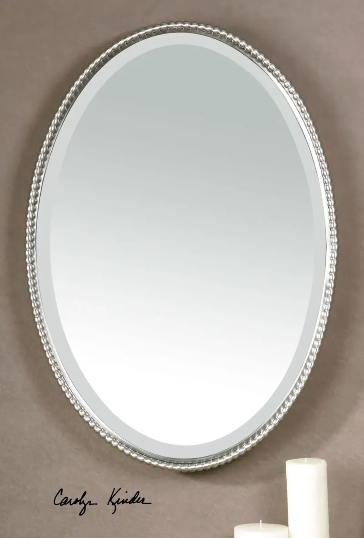 Uttermost Sherise Brushed Nickel Oval Mirror