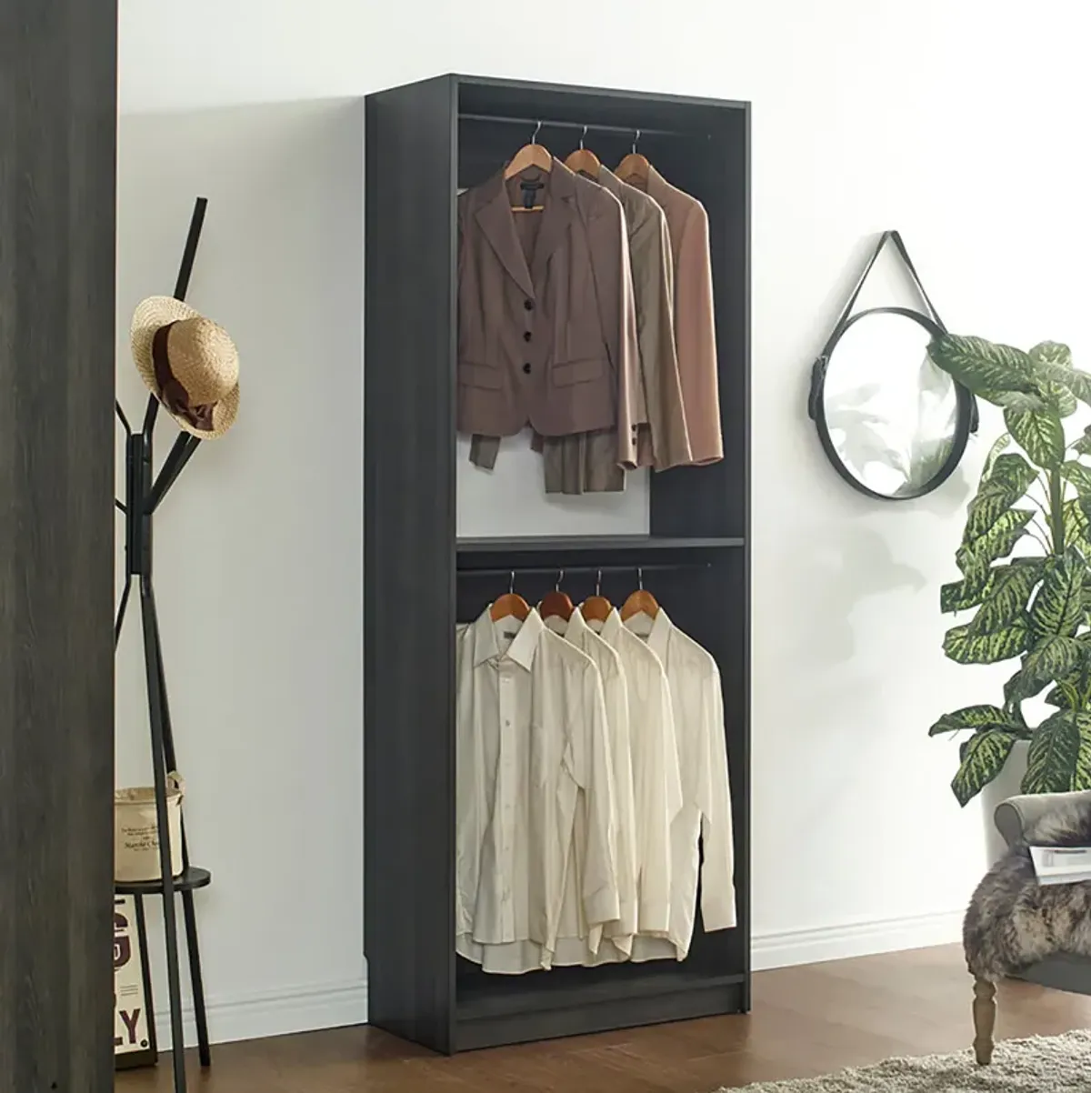 Prosper 32" Gray Wood Walk-in Closet with Two Rods