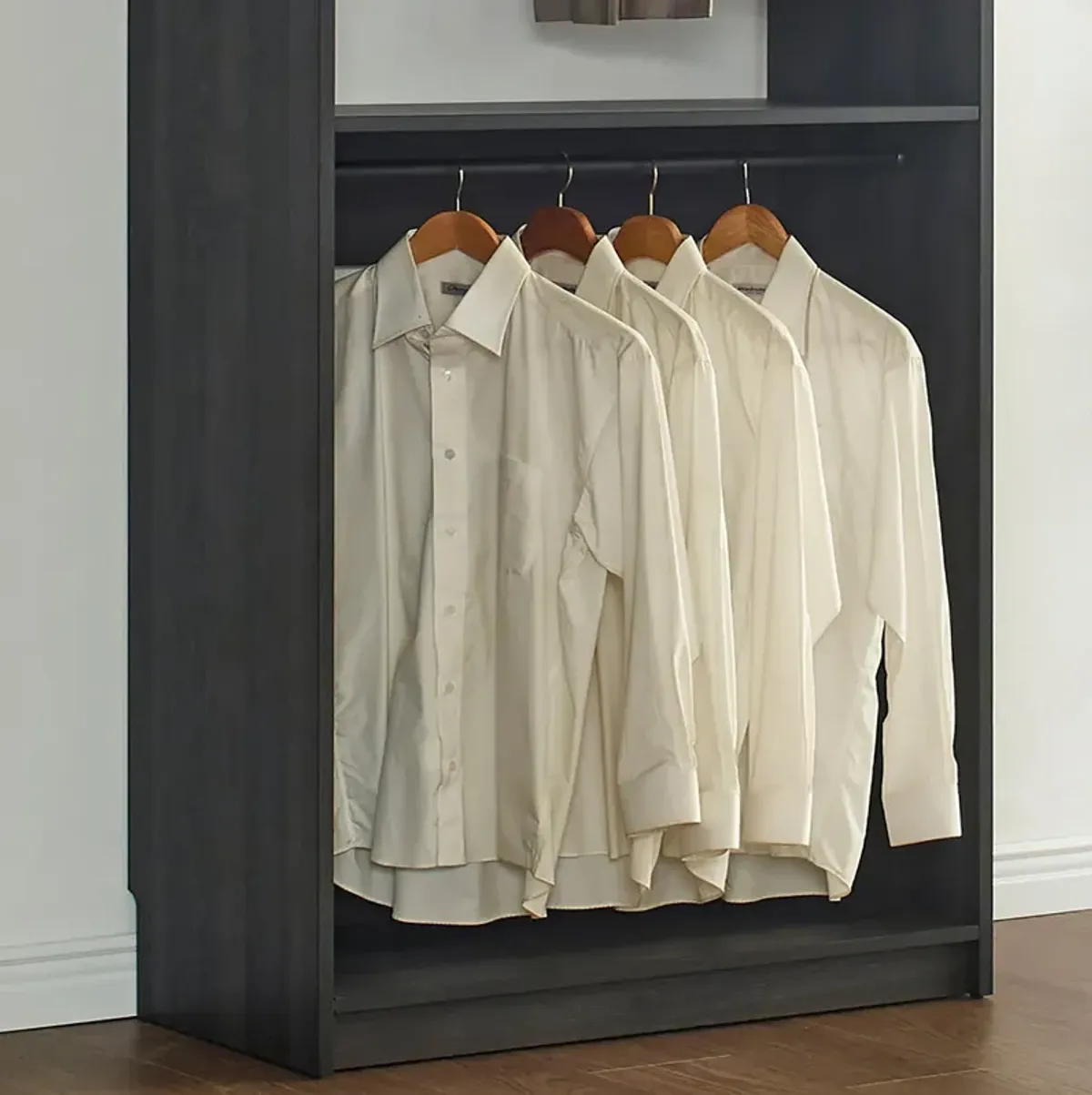 Prosper 32" Gray Wood Walk-in Closet with Two Rods