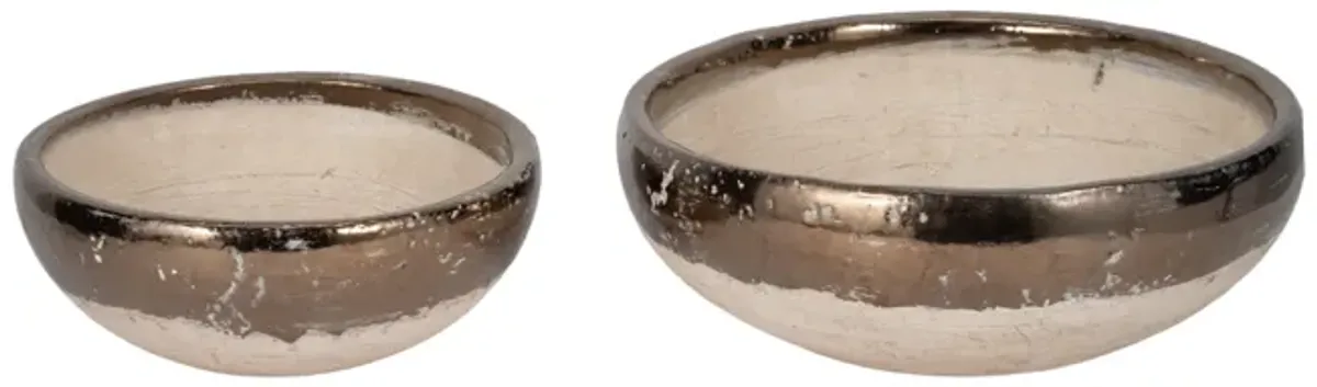 Gold Rim Terracotta Bowls set