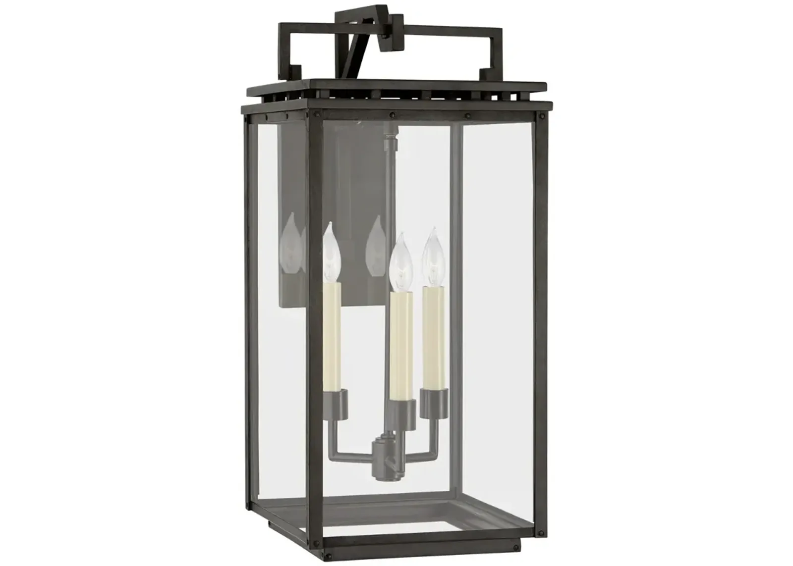 Cheshire Medium Bracketed Wall Lantern in Aged Iron with Clear Glass