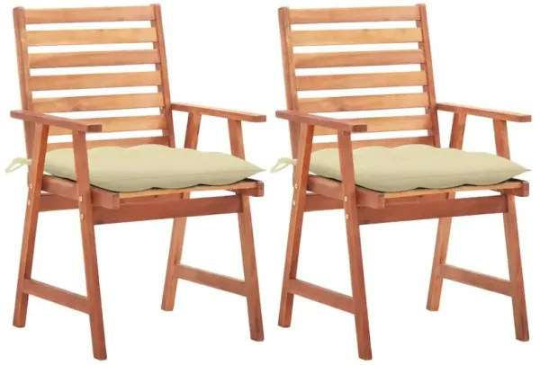 Outdoor Chair Set of 2 Natural Wood Solid Acacia wood Standard