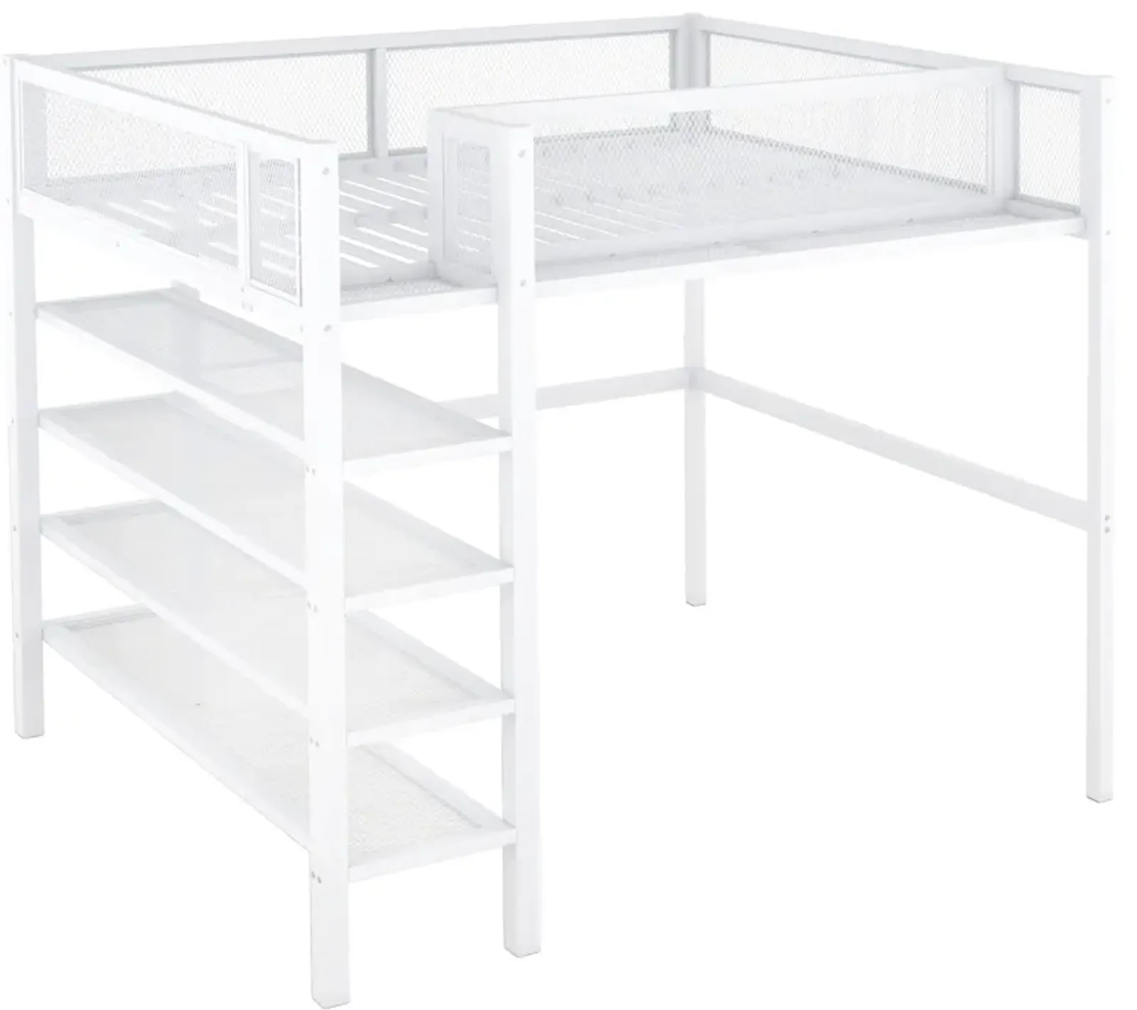 Merax Metal Loft Bed with Storage Shelves