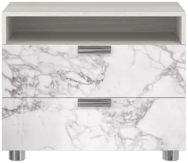Stratum 2 Drawer Nightstand in Arabescato Stone