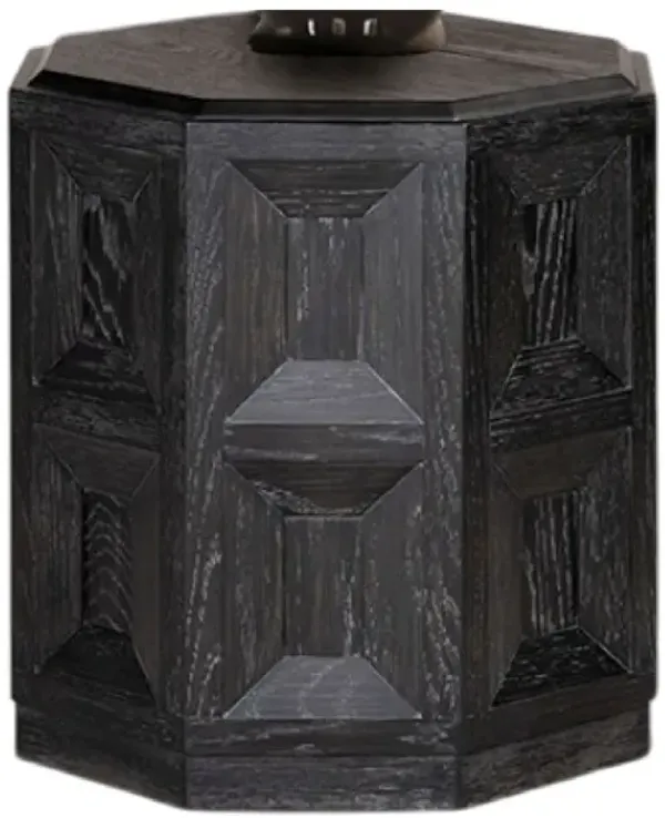 Kizie Accent Side End Table, Black Rubberwood, Rectangular 20 Inch