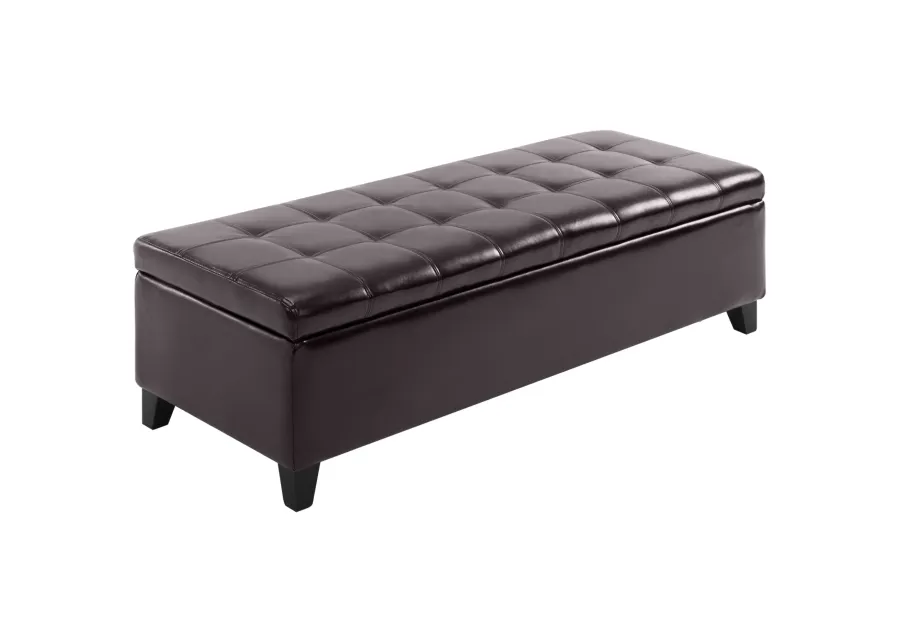 51" Tufted Top Storage Ottoman Bench PU Leather Organizer Chair Footstool Large