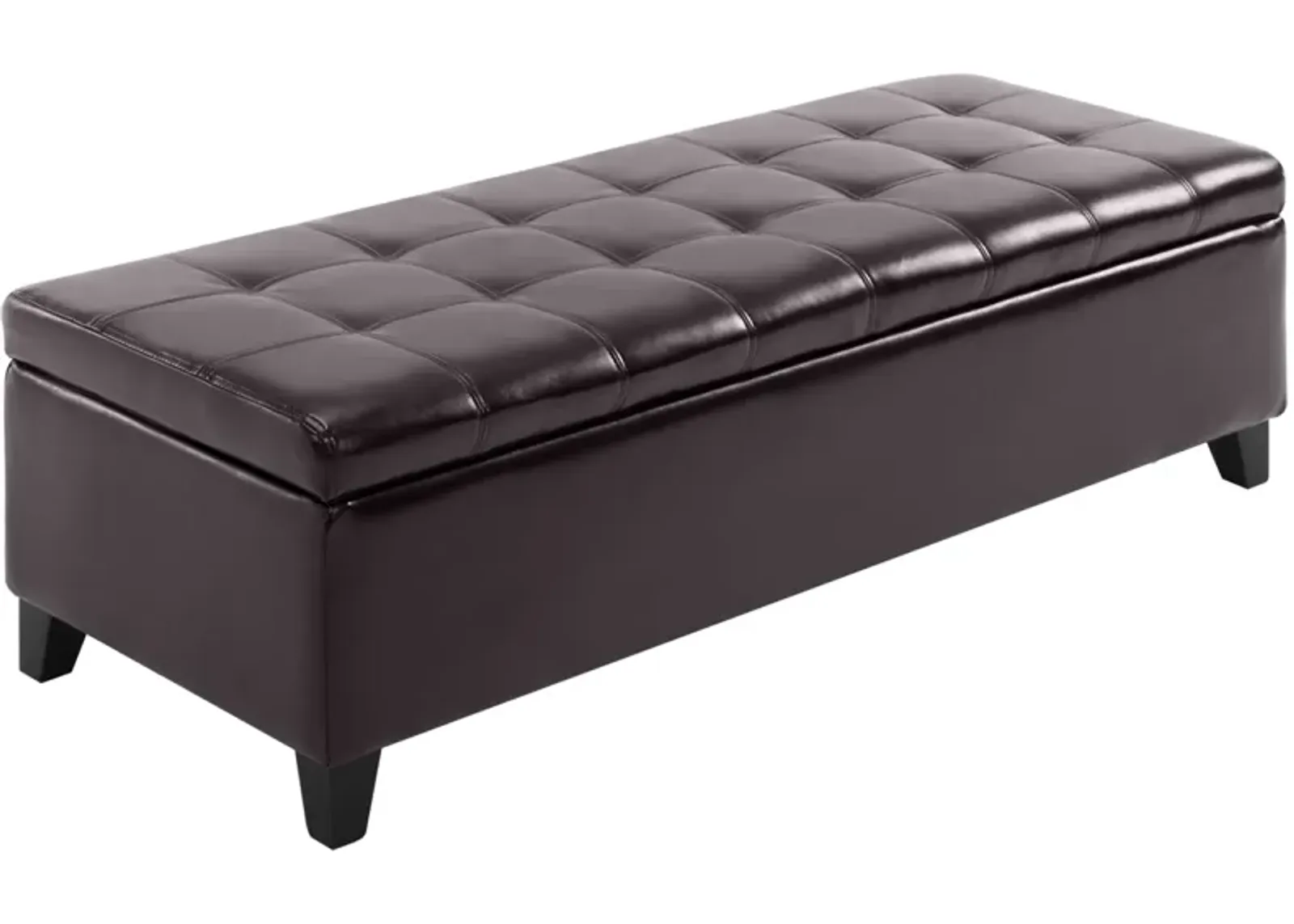 51" Tufted Top Storage Ottoman Bench PU Leather Organizer Chair Footstool Large