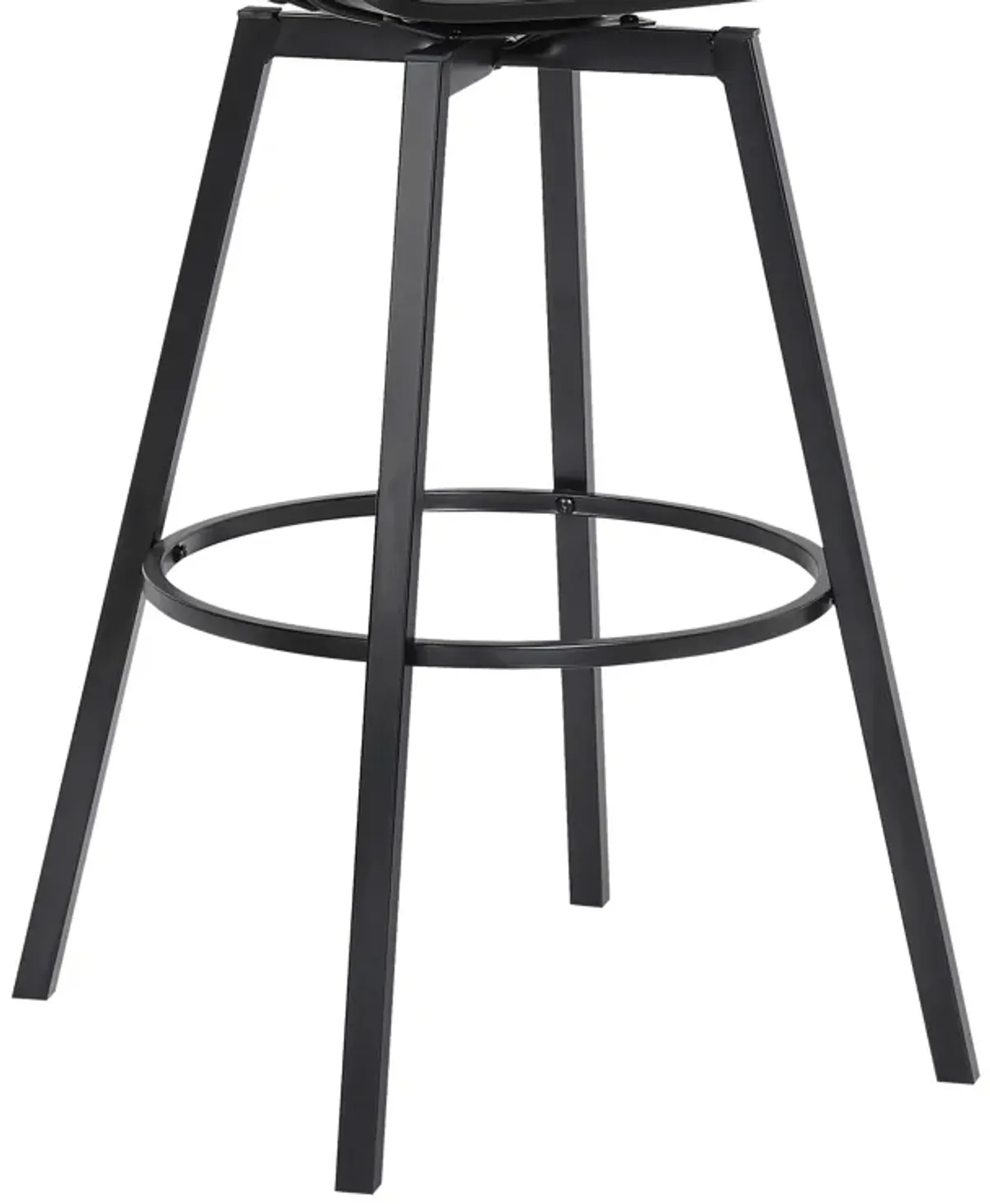 Athena Swivel Black Wood Counter Stool in Grey Faux Leather with Black Metal