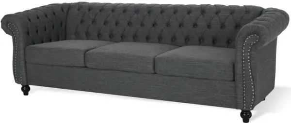 Chesterfield Sofa Button Tufted Diamond Stitch, Nailhead Accents, Scrolled Arms