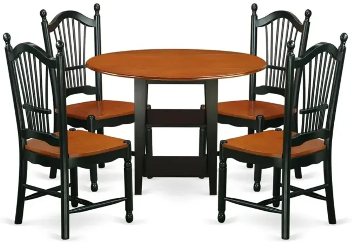 Dining Room Set Black & Cherry, SUDO5-BCH-W