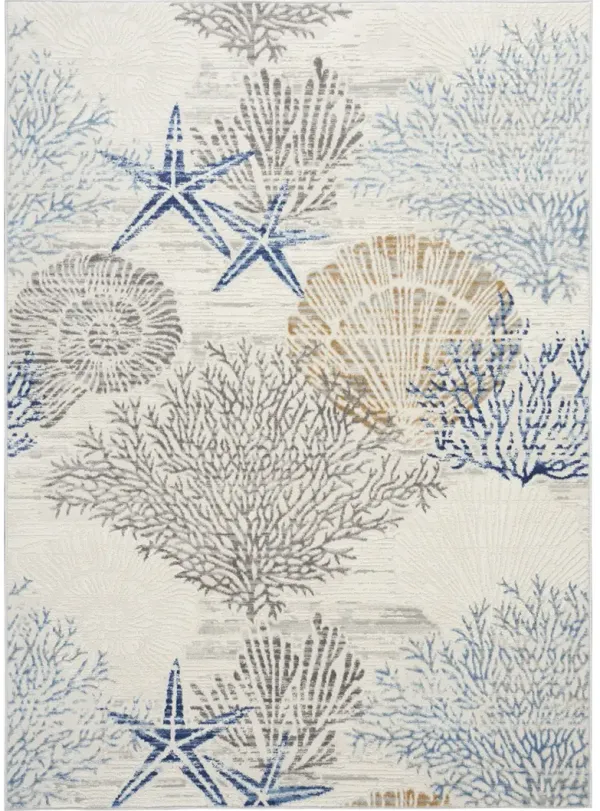 Seaside SDS04 Ivory/Gray/Blue 6' x 9' Rug