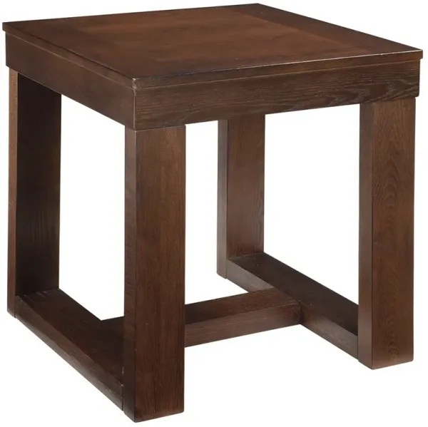 Wooden End Table with Sled Style Base, Brown-Benzara