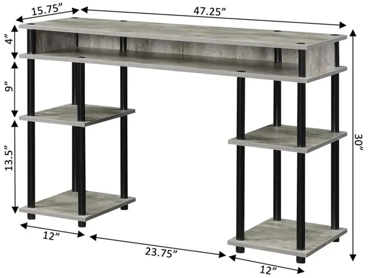 Convenience Concepts Designs2Go No Tools Student Desk with Shelves, Faux Birch/Black