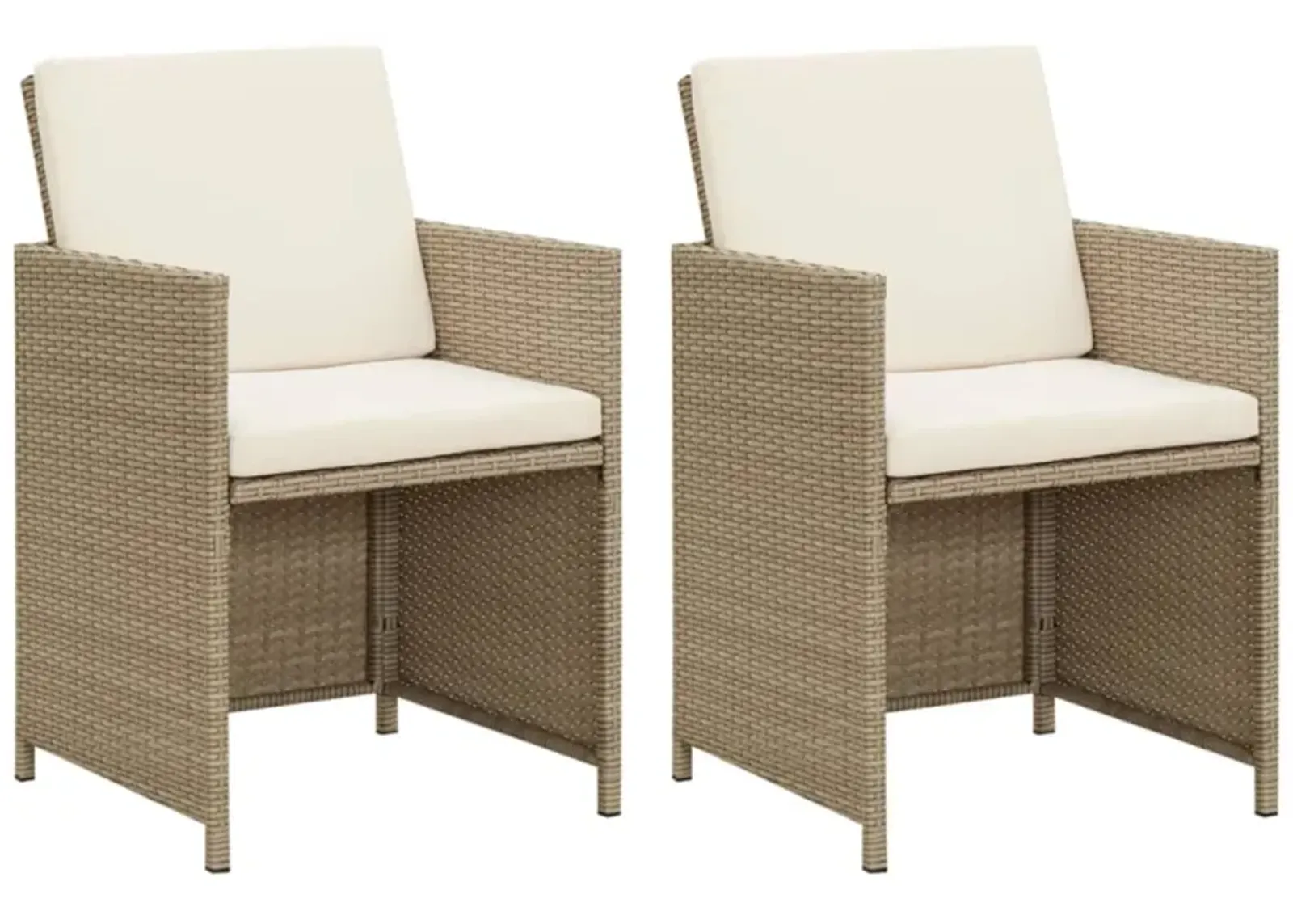 vidaXL Garden Chairs with Cushions 2 pcs Poly Rattan Beige