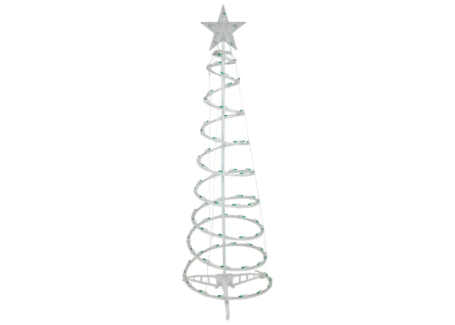 4' Pre-Lit Spiral Outdoor Christmas Tree with Star Topper  Green Lights