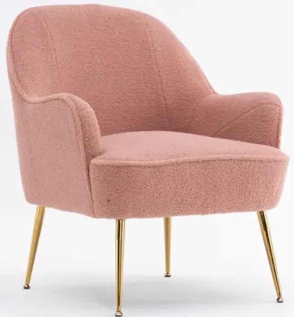 Hivvago Modern Designed Faux Fur Fabric Home Accent Chair with Gold Legs
