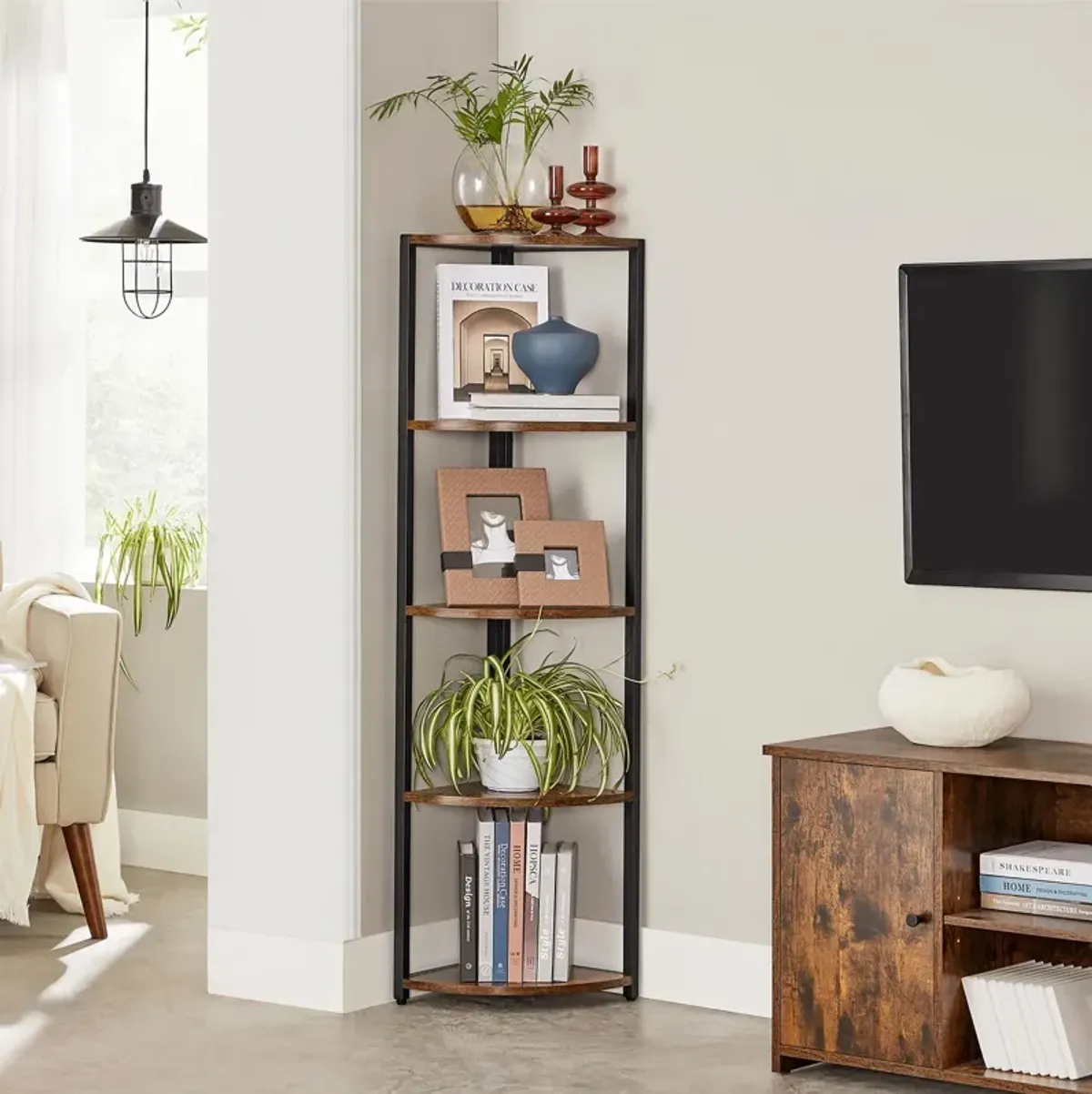 Elegant Corner Shelf with 5 Tiers for Optimal Storage