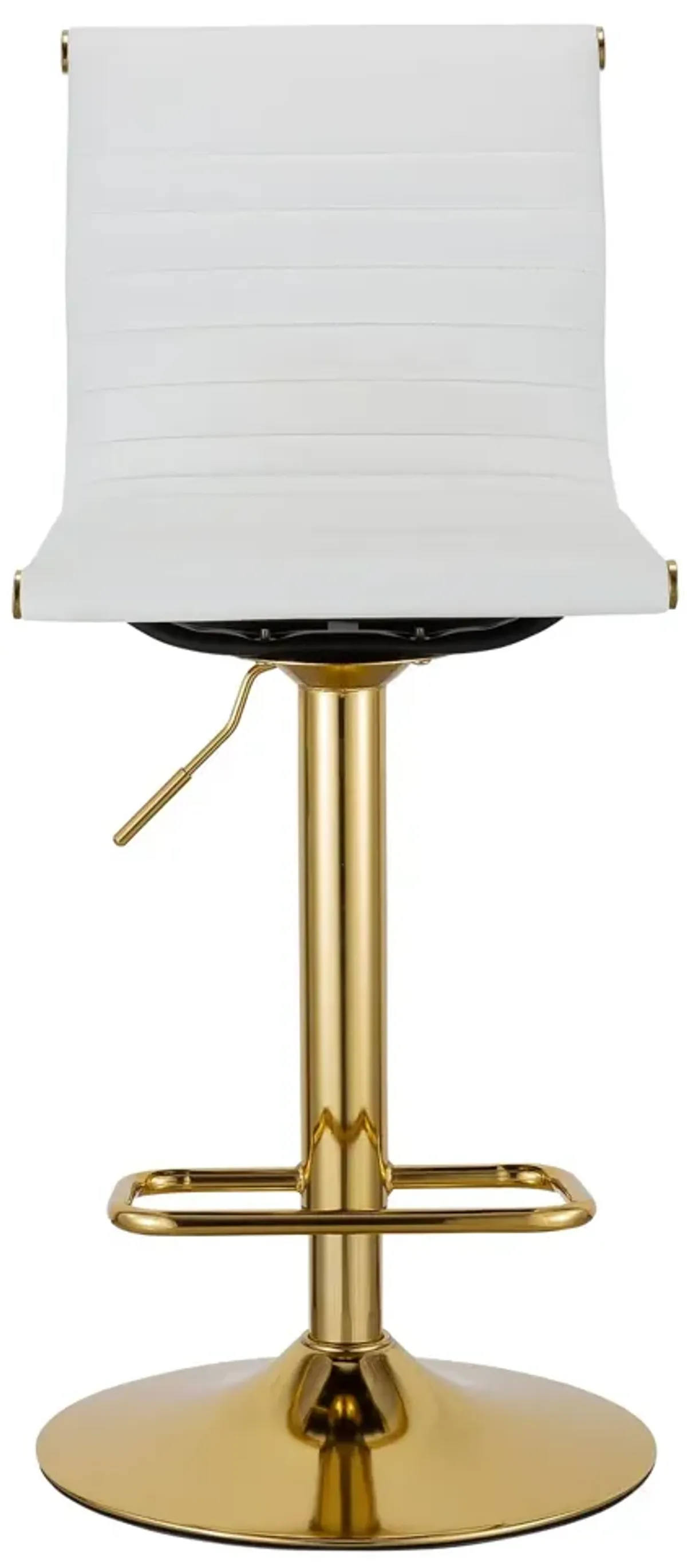 (37'' ~ 45.5'')H Adjustable PU Bar Stool with Gold Leg