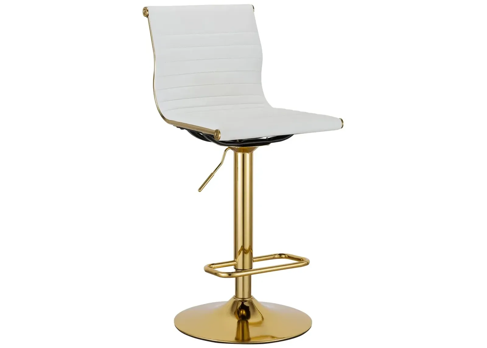 (37'' ~ 45.5'')H Adjustable PU Bar Stool with Gold Leg