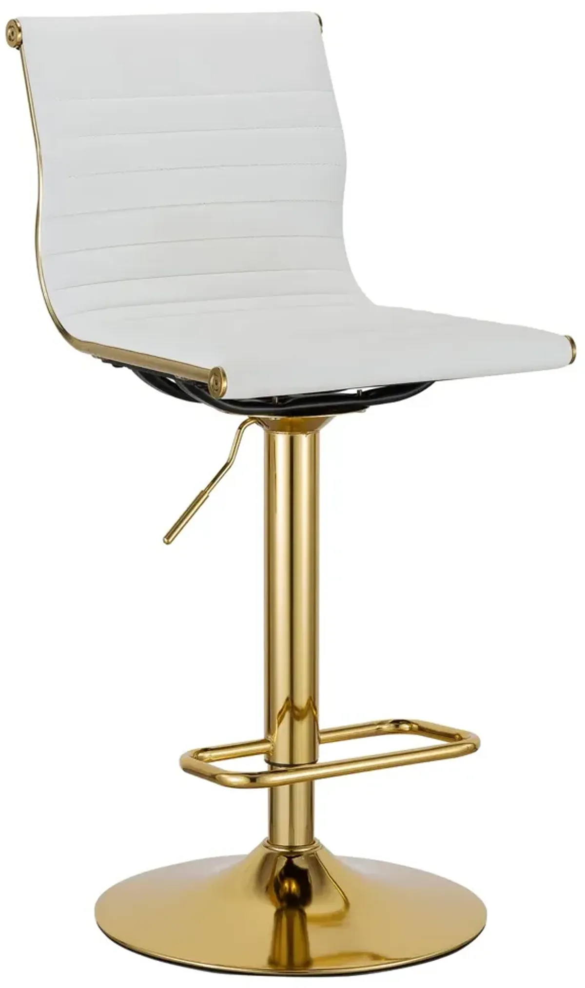 (37'' ~ 45.5'')H Adjustable PU Bar Stool with Gold Leg