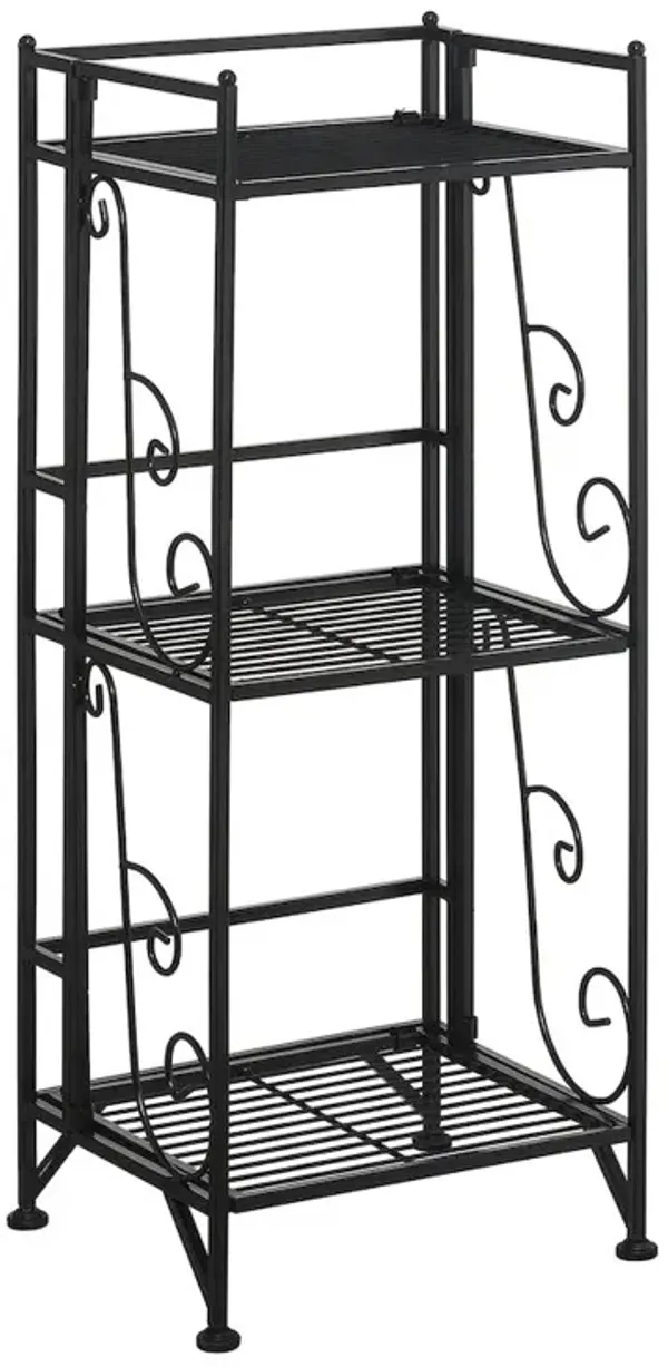 Convenience Concepts Xtra Storage 3 Tier Folding Metal Shelf with Scroll Design