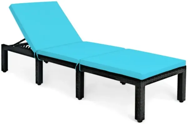 Patio Rattan Cushioned Height Adjustable Lounge Chair