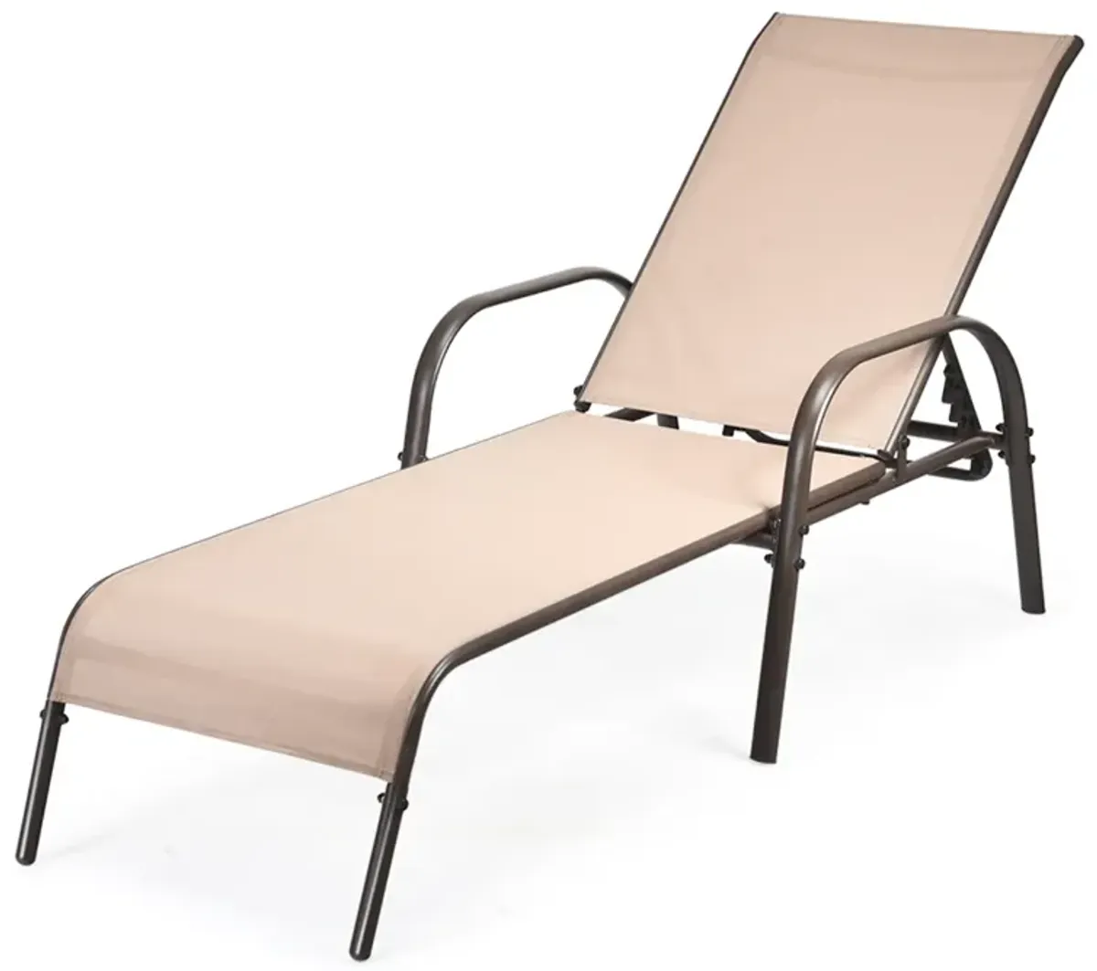 Adjustable Patio Chaise Folding Lounge Chair with Backrest