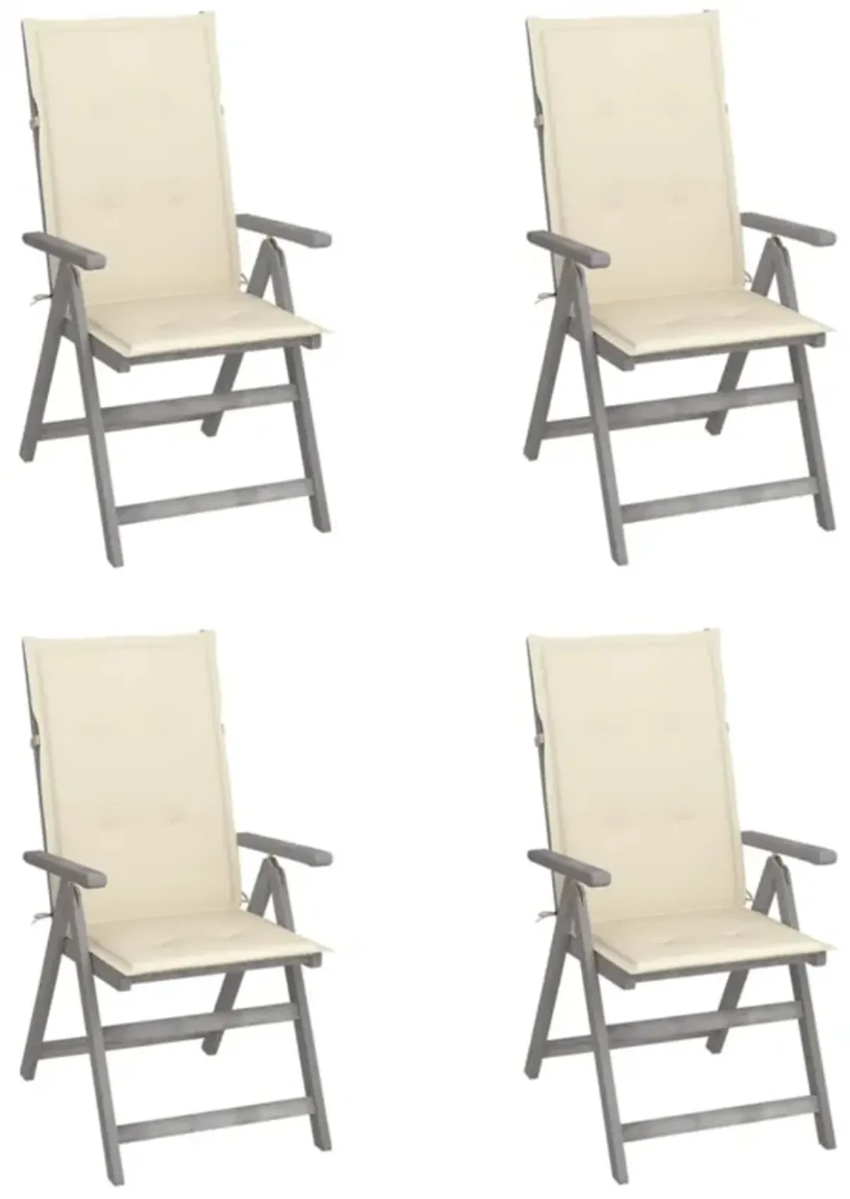 vidaXL Patio Reclining Chairs 4 pcs with Cushions Solid Acacia Wood