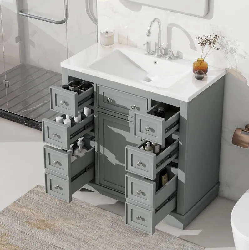 Merax Solid Wood Bathroom Vanity Cabinet with Sink