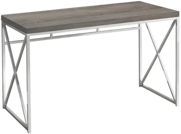 Computer Desk, Home Office, Laptop, Work, Metal, Laminate, Brown, Chrome, Contemporary, Modern