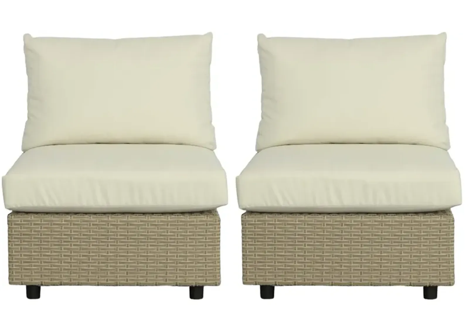 2pc Resin Wicker Outdoor Armless Chairs - 35"