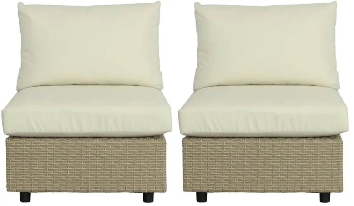 2pc Resin Wicker Outdoor Armless Chairs - 35"