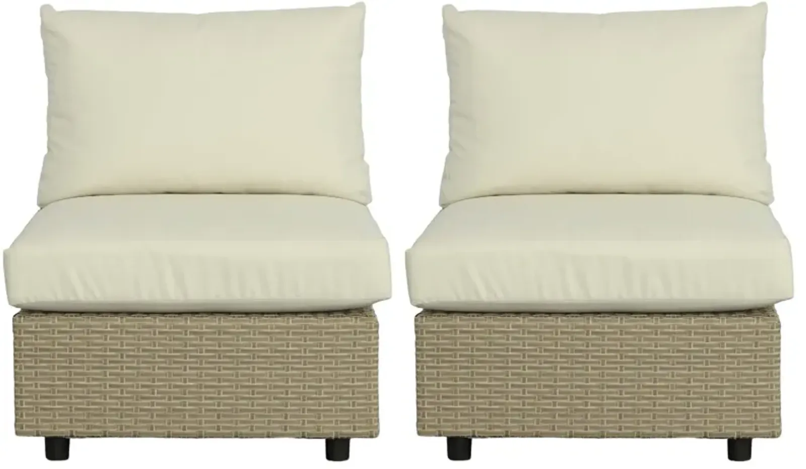 2pc Resin Wicker Outdoor Armless Chairs - 35"