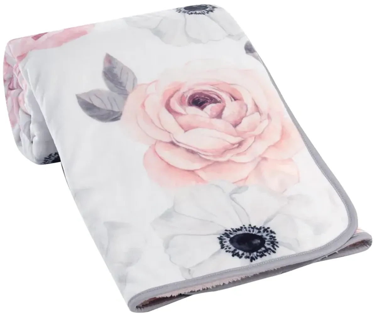 Lambs & Ivy Floral Garden Watercolor Floral Pink Ultra Soft Baby Blanket