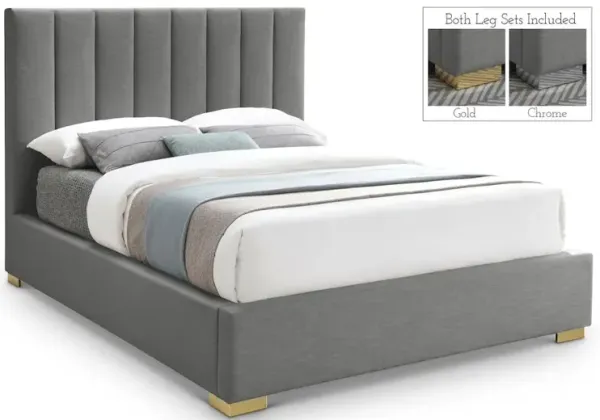 Meridian Furniture Pierce Grey Linen Textured Fabric King Bed