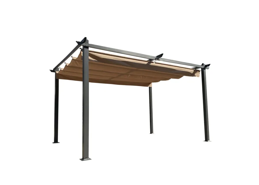 10FT Retractable Pergola Canopy for Outdoor Sun Shelter