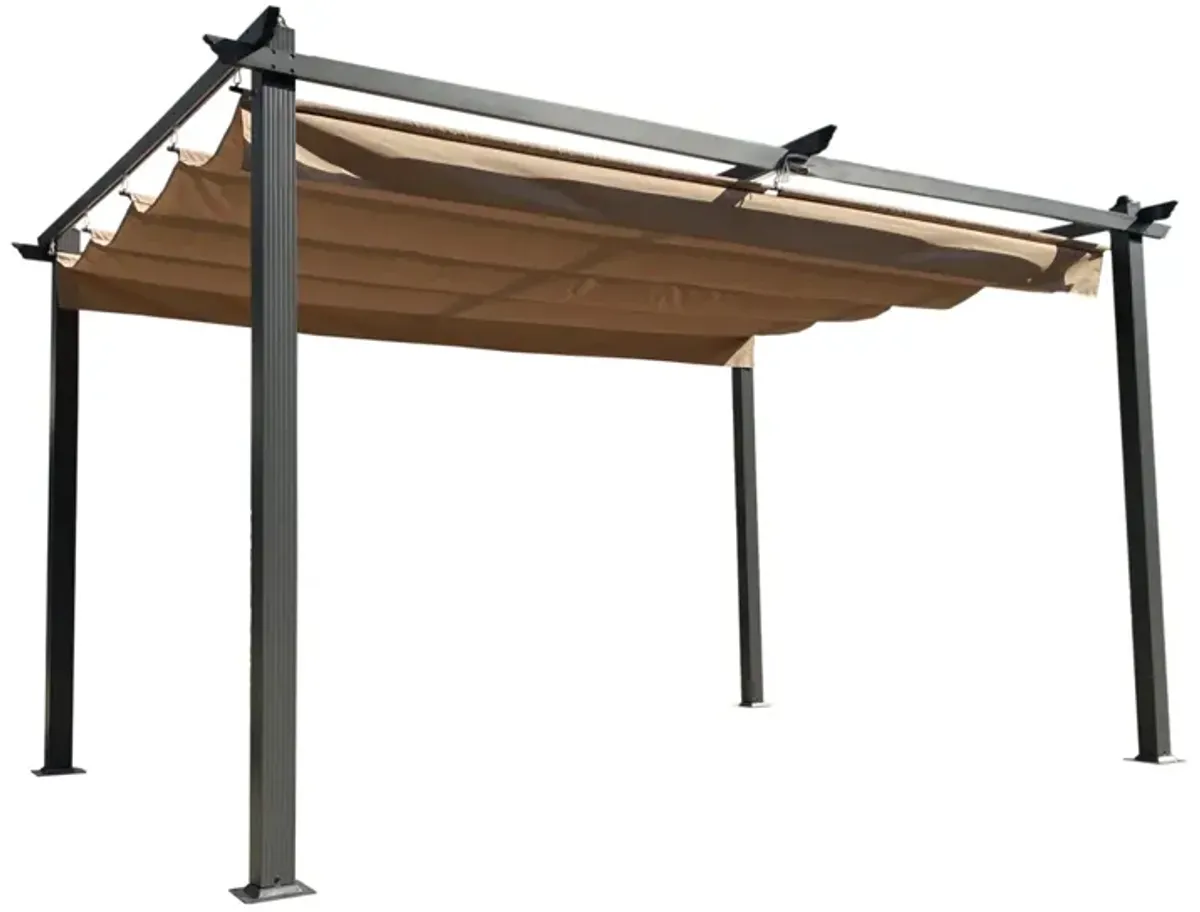 10FT Retractable Pergola Canopy for Outdoor Sun Shelter