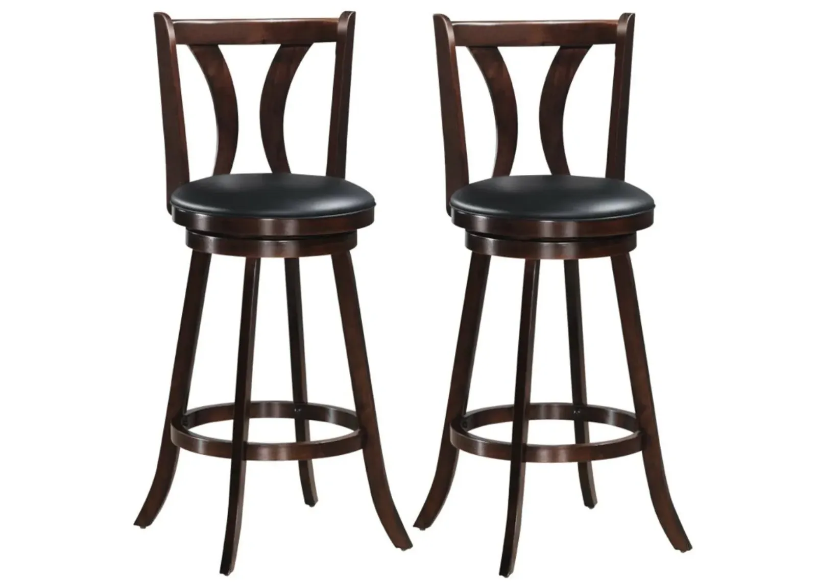 Hivvago 24/29.5 Inch Set of 2 Swivel Bar Stools Bar Height Chairs with Rubber Wood Legs